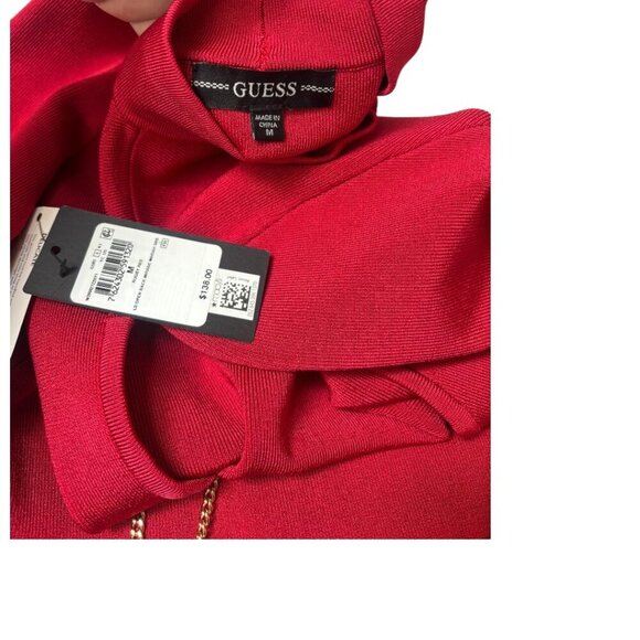 Y2K STYLE RED LOW BACK GUESS GOLD BELT PARTY NIGHTLIFE DRESS M NWT - Picture 4 of 4